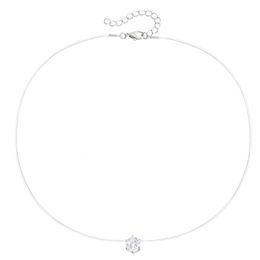 S bijoux Valentin de la Saint-Valentin Simple Transparent Crystal Line Zircon Pendant Femmes S Collier Collier Collier de chaîne