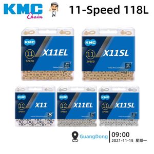 S KMC X11 X11EL X11SL 11 Speed ​​118 Links Gold Silve Road MTB Bicycle Chain met Magic Buckle voor Shimano Bike Part 0210