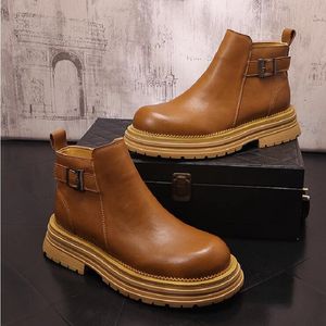 S Lederen Men High Top Casual Comfort Dress Shoes Fashion Black Bruine Enkle Boots Aa F Caual Dre Shoe Fahion Boot