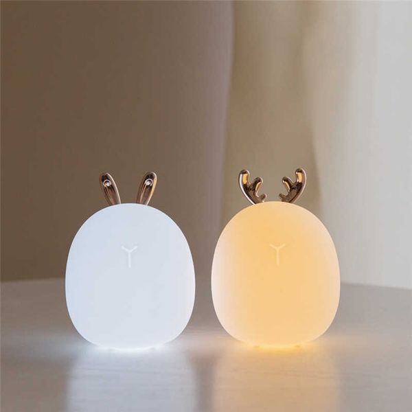 s Led cerf lapin Silicone souple Dimmable USB rechargeable bébé cadeau chevet chambre veilleuse HKD230628