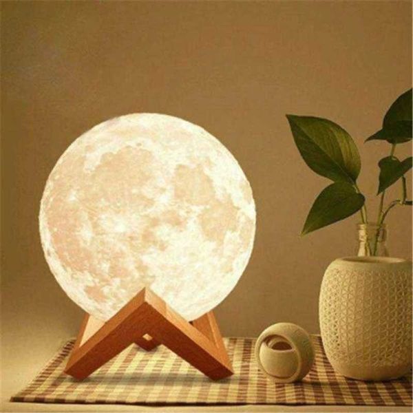 s LED Nuit Impression 3D avec Support 8CM / 12CM Alimenté par Batterie Lampe de Table Chambre Décor Étoilé Lune Lumière pour Enfants AA230426