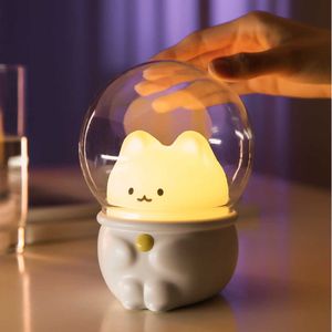 S Led Night Space Capsule Cute Cat Rabbit Kawaii For Kid Baby Children Slaapkamer Bed Decor Light Children's Gift Lamp AA230426