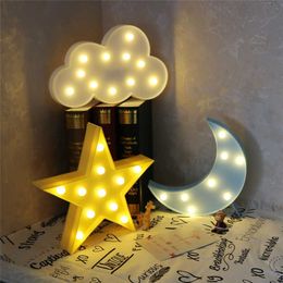 s Mooie Cloud Star Moon LED 3D Night Kids Gift Speelgoed Voor Baby Kinderen Slaapkamer Tolilet Lamp Decoratie Binnenverlichting HKD230628