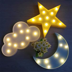 s Belle Nuage Étoile Lune LED 3D Nuit Enfants Cadeau Jouet Pour Bébé Enfants Chambre Toilette Lampe Décoration Éclairage Intérieur HKD230628