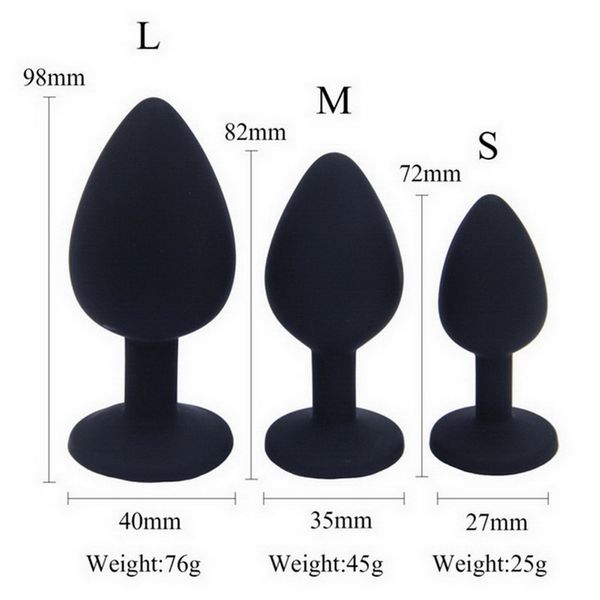 S / M / L 3PCS Butt Butt Bouchon Anal Bouchon Sexy Unisexy Sexy 3 Taille Différentes Toys Adulte pour hommes / Femmes Entraîneur Couples SM Érotiques