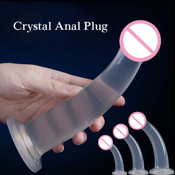 Artículos de masaje S/M/L Consoladores de cristal para mujer Masaje vaginal TPE Consoladores realistas suaves Hombres Plug anal Masturbación femenina Juguetes sexy para gay