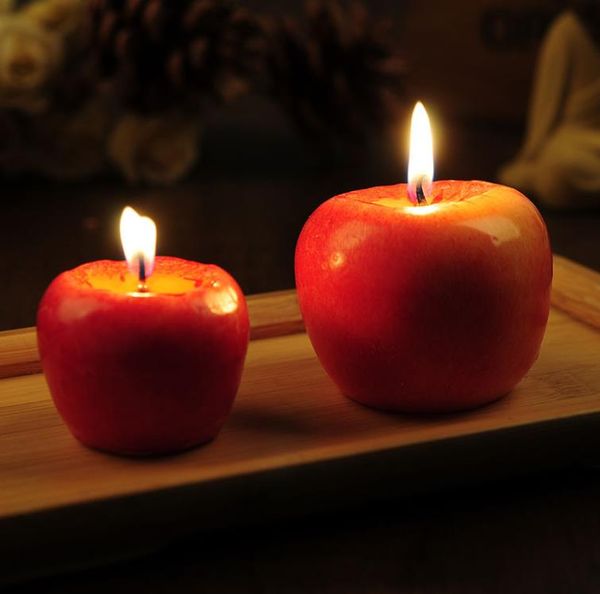 S / M / L bougie de pomme rouge avec boîte bougies parfumées en forme de fruit lampe anniversaire cadeau de mariage fête de Noël décoration de la maison en gros SN5297