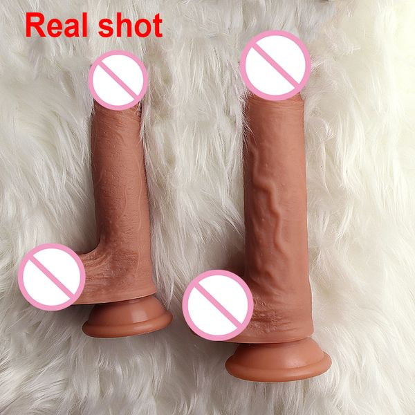 S/M/L, consolador grande súper realista, pene Flexible, pene con ventosa, productos para adultos, masturbación femenina, juguetes sexy para mujeres