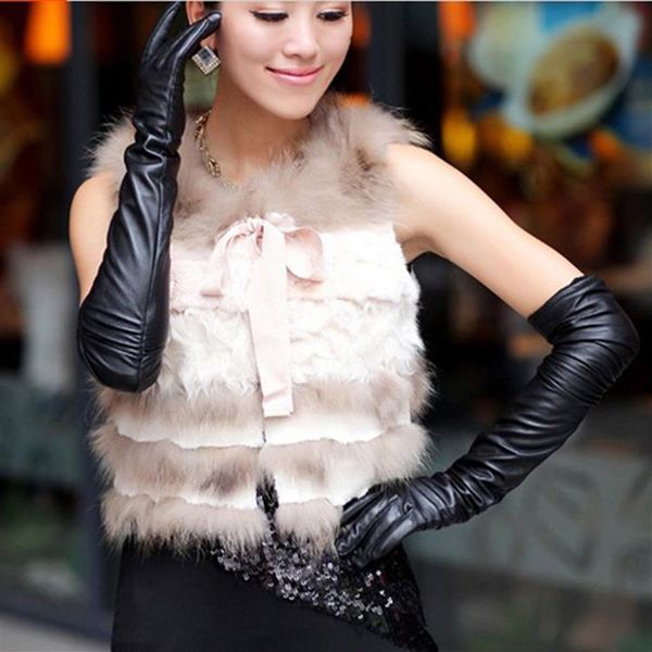 S M L Couleur noire pour femmes Long Faux Pu Leather Gants Fashion Fashion Femme Robes de soirée Gants de robe 245F