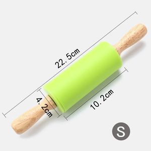 S M Silicone Rolling Pin Nit-Stick Dough Meel Houten handvat Pizza Pasta Roller Keukengebak Bakgereedschap