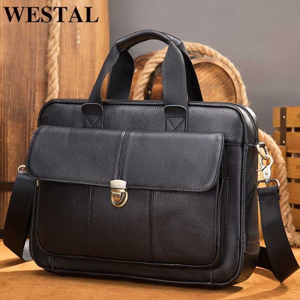 S Man ordinateur portable WESTAL 14 porte-documents affaires fourre-tout hommes pour document en cuir noir hommes sacs à bandoulière portefeuille 315