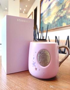 S Mermaid Bronze Medal Sakura Pink Coffee Cup Cherry Blossom Season Ceramics Desktop Mug 355ml Gift Box8138981