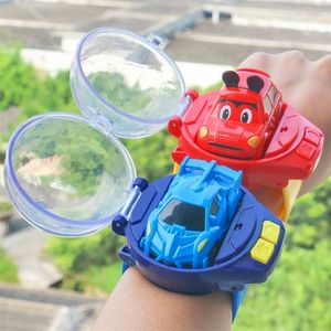 S Mini Cartoon RC Small Car Analog Watch Remote Control Schattig infrarood detectiemodel Batterij speelgoed voor kinderen geschenken 220815