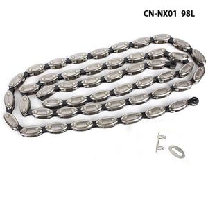 S MTB Olijf met één snelheid 98Link NX01 Vaste Gear Mountain Bike Road Bicycle Chain -onderdelen met magische knop 0210