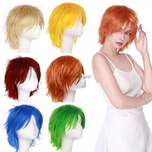 S-Noilite Synthetische korte pruik Blue Brown Black Women Men Cosplay Costume Party Head Pruiken HAIRL240124