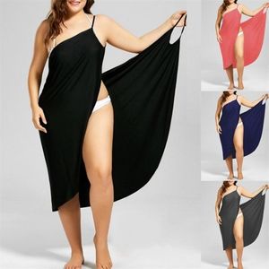 s Plus Size Summer Beach Sexy Women Solid Color Wrap Dress Bikini Cover Up Sarongs 220629