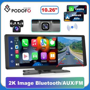 s Podofo Auto Monitor Draagbare Draadloze CarPlay Navigatie voor Auto Scherm 10.26 inch Universele Touch Control Display Androidauto L230619