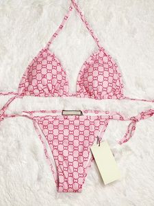 S Print Pink Bikini Designer Swimwear sets Floral Bottoms for Summer Massuit Femmes Sexy Bikini