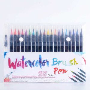 s calligraphie promotionnelle 20 couleurs aquarelle flexible pinceau doux plume peinture aquarelle stylo à pointe unique papeterie pour enfant P230427