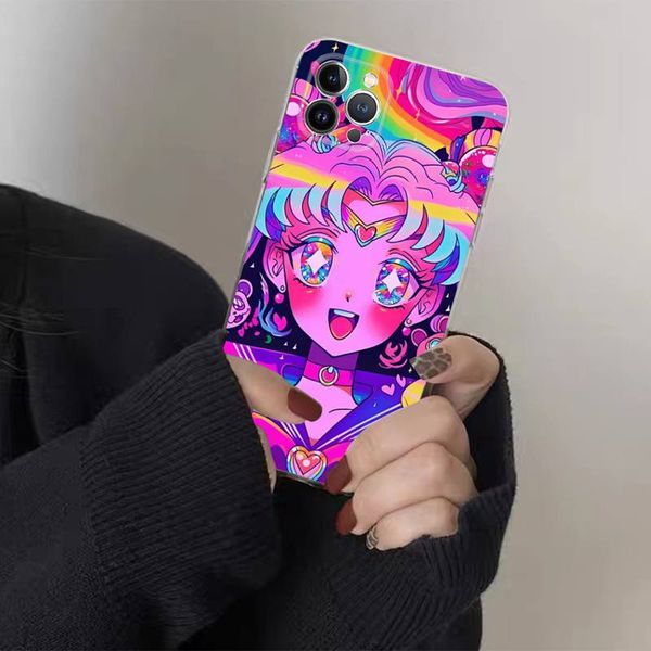 S-Sailor-M-Moon-Girl Téléphone pour iPhone 8 7 6 6s Plus X SE 2020 XR XS 14 11 12 13 Mini Pro Max Mobile Case