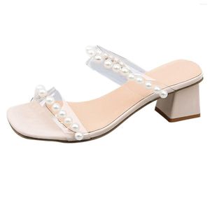 S Sandales Clear Chores Chaussures Talons Talon Perle Slip-On Ladies Sandale Fashionsquare High Toe Femme's Shoe Ladie Fahionquare Women '