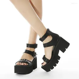 S Sandales Summer à talons épais femmes Chaussures décontractées Fashion Zip Gladiator Woman Platform Shoe Sandalias de Las Mujeres Sandal Caual FaHion Sandalia La Mujere