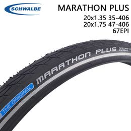 S Schwalbe Marathon Plus 20x1.35 20x1.75 35/47-406 Vouwfietsniveau-7 Smartguard met reflecterende lijn 20 inch Wired Tyre 0213