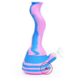 S Forme Coloré Silicone Bong Pipes Kit Amovible Narguilé Waterpipe Bubbler Verre Filtre Bol Portable Herbe Sèche Tabac Porte-Cigarette Fumer Handpipes DHL