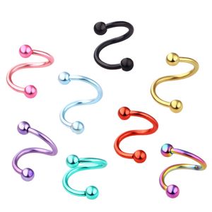 S Forme Acier Inoxydable Anneau Twister Oreille Piercing Langue Anneaux Barre Chirurgicale Spirale Helix Anneau Bijoux De Corps