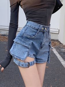 S Shorts Zoki Sexy Hollow Out Streetwear Denim Vrouwen Hoge Taille Retro Casual Zomer Slanke Alle Match Zakken 230729