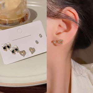 S Sier – boucles d'oreilles avec nœud coréen, perles, cœur, diamant, petites et élégantes, élégantes, légères, Design haut de gamme