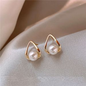 Aiguille S Sier, boucles d'oreilles en perles simples coréennes, polyvalentes, haut de gamme, Design Unique, Style léger et boucles d'oreilles