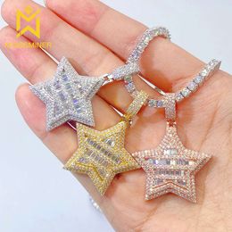 Ser Star Moisanite Pendant Colliers pour hommes Collier de diamant réel