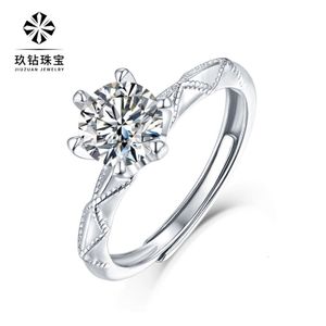 S Silver Mosonite Ring, Oed of Love, Women's Fashion Silver Ring Set met ingelegde ringset