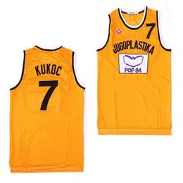 S Sl Toni Kukoc 7 Jugoplastika Film Split Movie College Basketball Jersey Taille jaune S-XXL