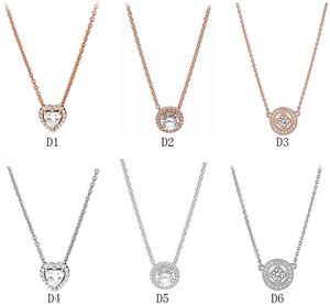 S Sterling echte Sier Fit paar Rose Gold Classic Elegante ketting set Diy Love Heart Blue Crysta Charm voor kralen Charms Terling Ier et s