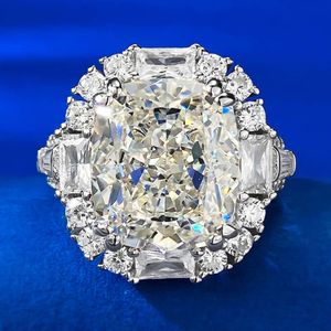 Bague de mariage en argent Sterling S, Simulation d'extrémité, 12x14mm, diamant à haute teneur en carbone, fleur de glace coupée, bague de mode couleur G