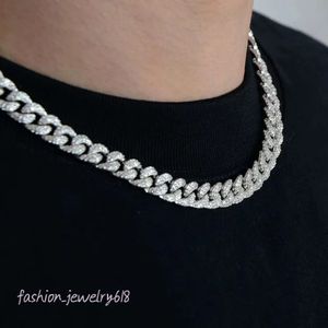 S Sterling Sier Volledige Diamond Ingelegd Zirkoon Mossaniet Hip Hop Geplatineerd Cuba Ice Cut Ketting Designer Modeketen