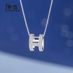 S Sterling Sier Zirkon Niet-vervagende H-Letter ketting voor vrouwen met volledige diamant Japanse Koreaanse sleutelbeenketen Minimalistische korte hangend temperament
