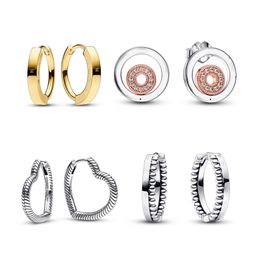S Stylist Sterling Sier Double Ring Boucles d'oreilles circulaires en forme de perle ronde conviennent aux bijoux primitifs Mode Livraison gratuite terling ier haped uitable