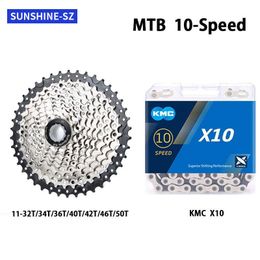 s Sunshine 10S 11-36/40/42/46/50T Ensemble de cassettes de volant d'inertie VTT Roue de vélo de route Livré avec chaîne de vélo KMC X10 0210