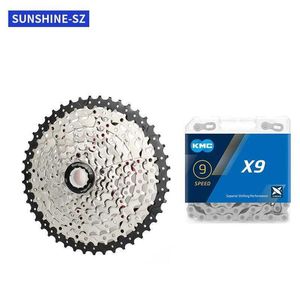 S Sunshine 9 Speed ​​Cassette KMC Set 9V MTB Bicycle Freewheel met fietsketen voor Shimano // Avid 0210