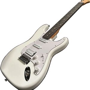 Guitare S T, couleur blanche, corps en acajou, touche en palissandre, 22 frettes, livraison gratuite