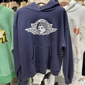 S T-shirts 2023 Saint Michael Sweat à capuche Lavage Violet Ange Haute Qualité Imprimer Manches Longues Rue Mode Lâche Hommes Femmes 1 Haut En Détresse