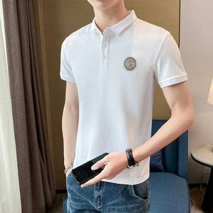 S T-shirts Ice Polo Shirt Short Sheeved T-Shirt Summer Fashion Brand Casual Slim Fit lichtgewicht halve mouwen Mens Simple Top 4441 J240506