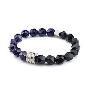 s Agate oeil de tigre 10mm pierre taillée en acier inoxydable bracelet de perles pour hommes porte-bonheur