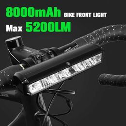 s Actualización de bicicleta delantera 5200 lúmenes luz de bicicleta 8000mAh linterna impermeable carga USB MTB Ciclismo de Carretera accesorios de lámpara 0202