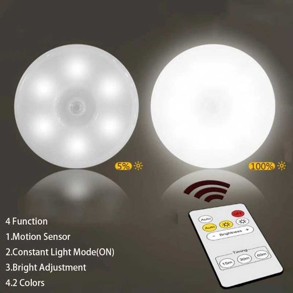 s Recharge USB sous armoire télécommande sans fil 2 couleurs armoire chambre lampe capteur de mouvement lumière nuit pour la maison HKD230628