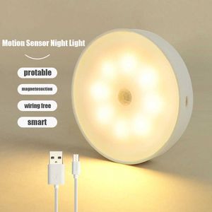 S USB oplaadbaar onder kast LED Nacht Motie Sensor Kast Keuken Slaapkamer Detector Verlichtingsmuurlamp AA230426