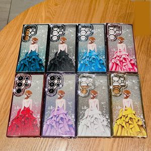 Estuches cromados con diamantes brillantes para iPhone 15 14 13 12 Pro Max 11 Plus Samsung S24 S23 Ultra S22 Girls Lady Women Butterfly Glitter Soft TPU Metallic Plating Phone Back Cover